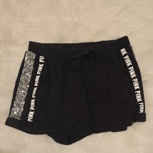 PINK Victoria's Secret Black Shorts with Silver Sequin